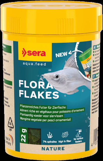 Sera Flora Nature - Основна храна за растителноядни риби със спирулина без оцветители и консерванти, 100 мл.